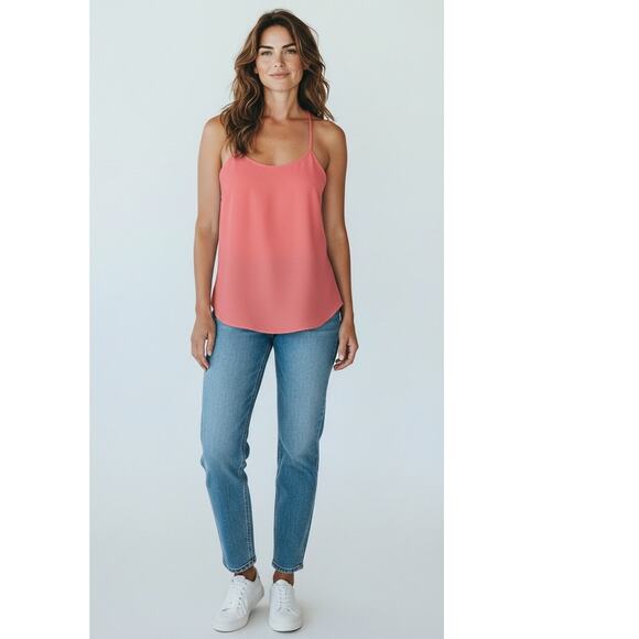 Jennifer Lopez Tops - NWT! Jennifer Lopez Coral Tulip Chiffon Tank Top Blouse L